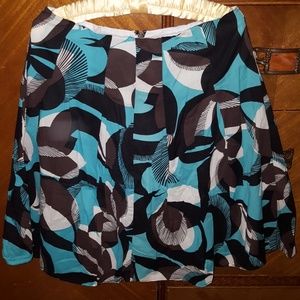 Vibrant Peacock Feather pleated skirt, Size 6